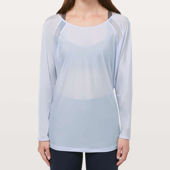 Lululemon If You’re Lucky Long Sleeve Tee Size 4 Pale Purple Mesh Open Back - Picture 2 of 6